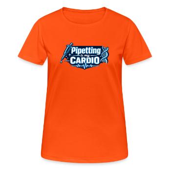 Pipetting is my Cardio - Frauen T-Shirt atmungsaktiv - Neonorange - Vorne - AI Model Female 172 dark (172cm)