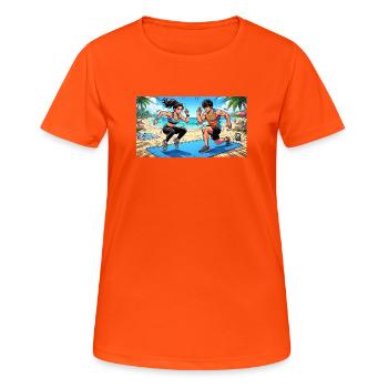 Formation des couples - T-shirt respirant Femme - orange néon - Devant - AI Model Female 172 dark (172cm)