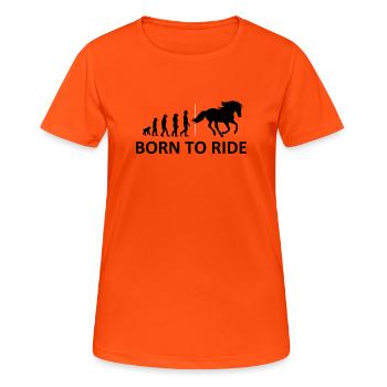 Né pour monter à cheval - T-shirt respirant Femme - orange néon - Devant - AI Model Female 172 dark (172cm)