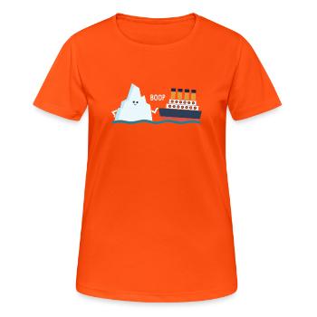 Titanic Lustige Titanic Berg Boop Parodie für Jungs - Frauen T-Shirt atmungsaktiv - Neonorange - Vorne - AI Model Female 172 dark (172cm)