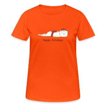 Drôle de chat Noël - T-shirt respirant Femme - orange néon - Devant - AI Model Female 172 dark (172cm)