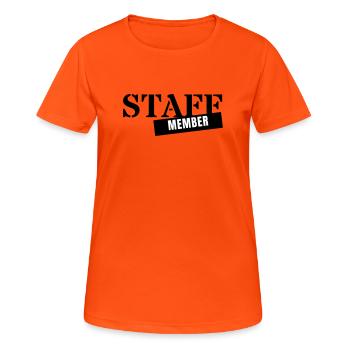 Membre du personnel - Employé de l’équipe pour événements personnels - T-shirt respirant Femme - orange néon - Devant - AI Model Female 172 dark (172cm)