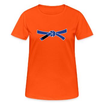 Ceinture bleue - Ceinture bleue - T-shirt respirant Femme - orange néon - Devant - AI Model Female 172 dark (172cm)