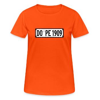 Nummernschild DO-PE 1909 kultig Ruhrpott - Frauen T-Shirt atmungsaktiv - Neonorange - Vorne - AI Model Female 172 dark (172cm)