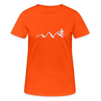 Fahrrad Radsport Berge Mountainbike - Frauen T-Shirt atmungsaktiv - Neonorange - Vorne - AI Model Female 172 dark (172cm)