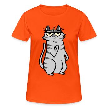 Chat Chats - T-shirt respirant Femme - orange néon - Devant - AI Model Female 172 dark (172cm)