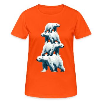 Polar Bär Familie Eisbären - Frauen T-Shirt atmungsaktiv - Neonorange - Vorne - AI Model Female 172 dark (172cm)