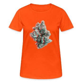 Cannabis Weed Bud 3D Anaglyph - Frauen T-Shirt atmungsaktiv - Neonorange - Vorne - AI Model Female 172 dark (172cm)