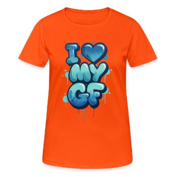 I Love My Girl Friend - Frauen T-Shirt atmungsaktiv - Neonorange - Vorne - AI Model Female 172 dark (172cm)
