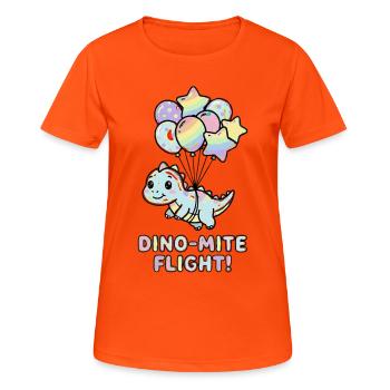 Dino-Mite Flug: Regenbogenballons - Frauen T-Shirt atmungsaktiv - Neonorange - Vorne - AI Model Female 172 dark (172cm)