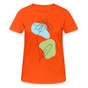 Marguerites au trait linéaire avec des formes pastel - T-shirt respirant Femme - orange néon - Devant - AI Model Female 172 dark (172cm)