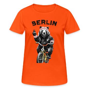 Berlin Bear à vélo - T-shirt respirant Femme - orange néon - Devant - AI Model Female 172 dark (172cm)