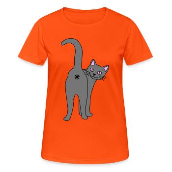 Méchant chat - T-shirt respirant Femme - orange néon - Devant - AI Model Female 172 dark (172cm)