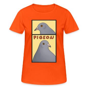 Taubenduo in Panels - Frauen T-Shirt atmungsaktiv - Neonorange - Vorne - AI Model Female 172 dark (172cm)