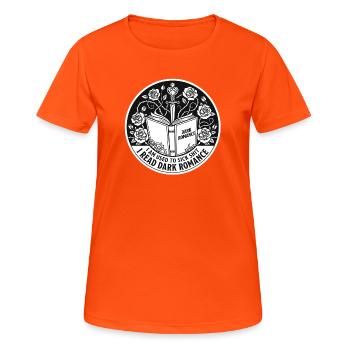 Romance sombre : Roses, Cercle de livres et d’épée - T-shirt respirant Femme - orange néon - Devant - AI Model Female 172 dark (172cm)
