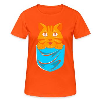 tabby cat - Women's Breathable T-Shirt - neon orange - Front - AI Model Female 172 dark (172cm)