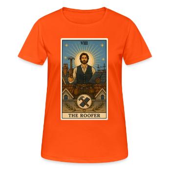 Dachdecker | Dach Handwerk Tarot - Frauen T-Shirt atmungsaktiv - Neonorange - Vorne - AI Model Female 172 dark (172cm)
