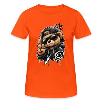 Graffiti Panda King Pullover Hoodie - Women's Breathable T-Shirt - neon orange - Front - AI Model Female 172 dark (172cm)
