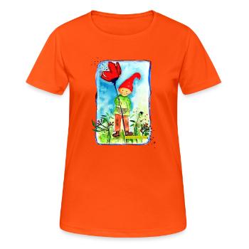 Zwerg - Frauen T-Shirt atmungsaktiv - Neonorange - Vorne - AI Model Female 172 dark (172cm)