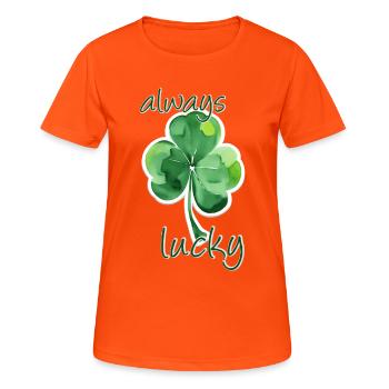 Always Lucky - Women's Breathable T-Shirt - neon orange - Front - AI Model Female 172 dark (172cm)