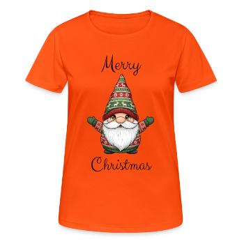 Süßer Weihnachtswichtel – Niedliches Winter Design - Frauen T-Shirt atmungsaktiv - Neonorange - Vorne - AI Model Female 172 dark (172cm)