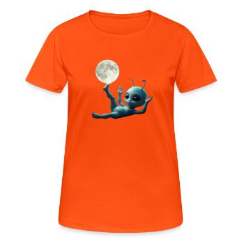 Bébé extraterrestre au décollage - T-shirt respirant Femme - orange néon - Devant - AI Model Female 172 dark (172cm)