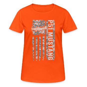 Camouflage militaire P-51 Drapeau américain de la Seconde Guerre mondiale - T-shirt respirant Femme - orange néon - Devant - AI Model Female 172 dark (172cm)