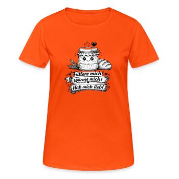 Kuscheljam Motiv Sauerteig Herz - Frauen T-Shirt atmungsaktiv - Neonorange - Vorne - AI Model Female 172 dark (172cm)