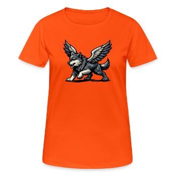 Flügelwolf Majestätisch - Frauen T-Shirt atmungsaktiv - Neonorange - Vorne - AI Model Female 172 dark (172cm)