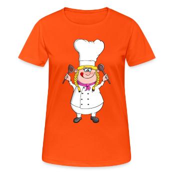 Cook - hobby cook - star chef - Women's Breathable T-Shirt - neon orange - Front - AI Model Female 172 dark (172cm)