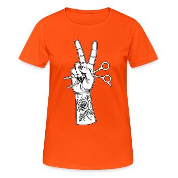 Coiffeur Ciseaux Peigne Tattoo - T-shirt respirant Femme - orange néon - Devant - AI Model Female 172 dark (172cm)