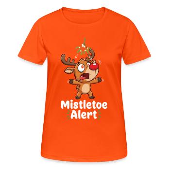 Rentier mit Mistelzweig - Frauen T-Shirt atmungsaktiv - Neonorange - Vorne - AI Model Female 172 dark (172cm)
