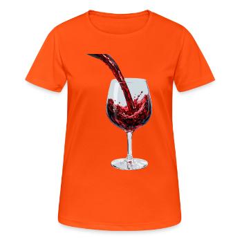 Ruisseau de vin rouge dans le verre - T-shirt respirant Femme - orange néon - Devant - AI Model Female 172 dark (172cm)