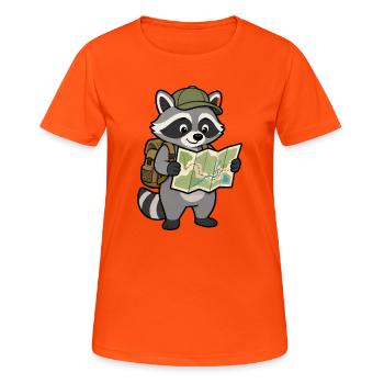 Raton laveur errant avec carte - T-shirt respirant Femme - orange néon - Devant - AI Model Female 172 dark (172cm)