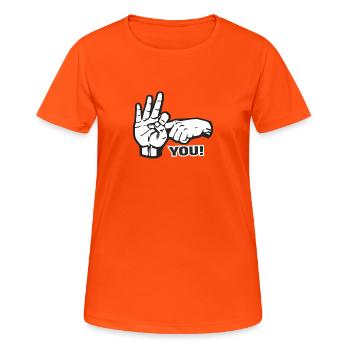 Fuck You - Frauen T-Shirt atmungsaktiv - Neonorange - Vorne - AI Model Female 172 dark (172cm)