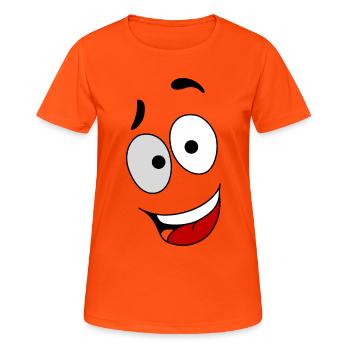 Cartoon. A happy face that gives fishing !!! - Women's Breathable T-Shirt - neon orange - Front - AI Model Female 172 dark (172cm)