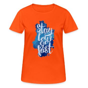 Bleiben Sie niedrig - Frauen T-Shirt atmungsaktiv - Neonorange - Vorne - AI Model Female 172 dark (172cm)