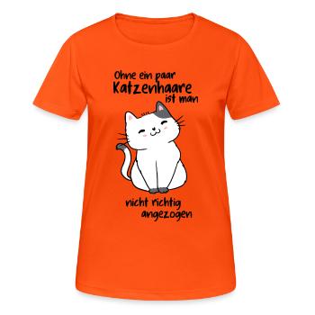 Ohne Katzenhaare - Frauen T-Shirt atmungsaktiv - Neonorange - Vorne - AI Model Female 172 dark (172cm)