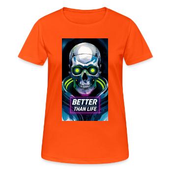 Schädel - Frauen T-Shirt atmungsaktiv - Neonorange - Vorne - AI Model Female 172 dark (172cm)