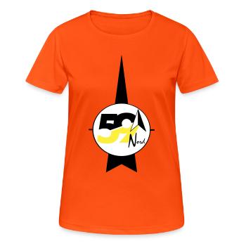 59 Nord-Logo - Frauen T-Shirt atmungsaktiv - Neonorange - Vorne - AI Model Female 172 dark (172cm)