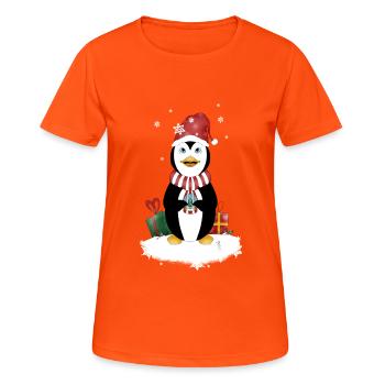 pingouin_noel_2025 - Women's Breathable T-Shirt - neon orange - Front - AI Model Female 172 dark (172cm)