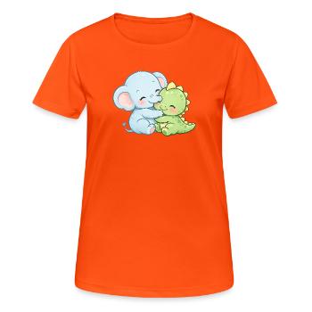 Meilleurs amis pour toujours – Afflue Éléphant et Dino mignons - T-shirt respirant Femme - orange néon - Devant - AI Model Female 172 dark (172cm)