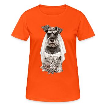 Schnauzer Braut mit Blumen - Frauen T-Shirt atmungsaktiv - Neonorange - Vorne - AI Model Female 172 dark (172cm)