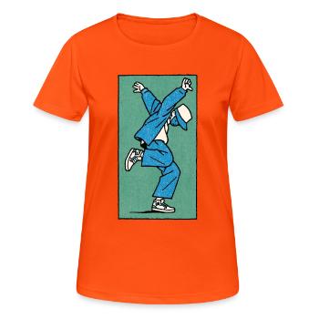 Danseur masculin #5 - T-shirt respirant Femme - orange néon - Devant - AI Model Female 172 dark (172cm)