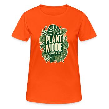 Plant Mode Always On – Monstera Design - Frauen T-Shirt atmungsaktiv - Neonorange - Vorne - AI Model Female 172 dark (172cm)
