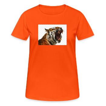 Tigerbrüllen Kunstdruck - Frauen T-Shirt atmungsaktiv - Neonorange - Vorne - AI Model Female 172 dark (172cm)