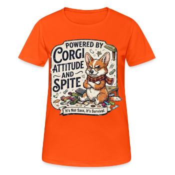 Attitude et Rancune Un Chien Drôle Powered By Corgi - T-shirt respirant Femme - orange néon - Devant - AI Model Female 172 dark (172cm)