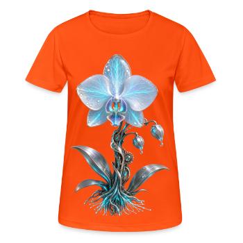 Mechanische Azurorchidee - Frauen T-Shirt atmungsaktiv - Neonorange - Vorne - AI Model Female 172 dark (172cm)