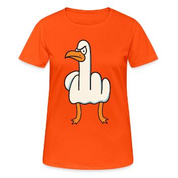 toi moi aussi - doigt puant - majeur - T-shirt respirant Femme - orange néon - Devant - AI Model Female 172 dark (172cm)