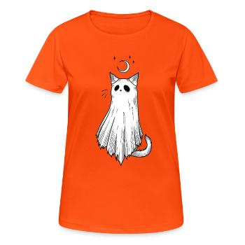 Nebelkatze im Mondschein - Frauen T-Shirt atmungsaktiv - Neonorange - Vorne - AI Model Female 172 dark (172cm)
